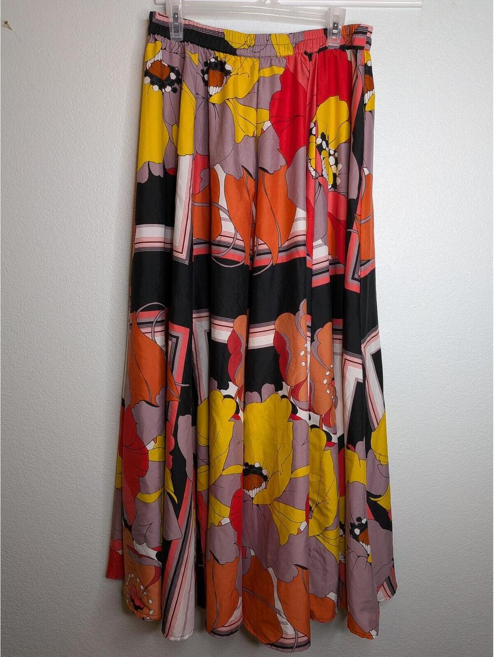 Truly 4 You Floral Maxi Skirt Boho Multicolor Elastic Waist Size L